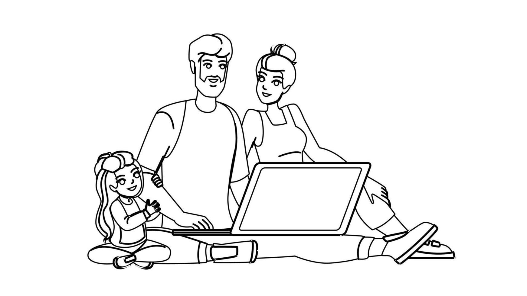 familia computadora vector