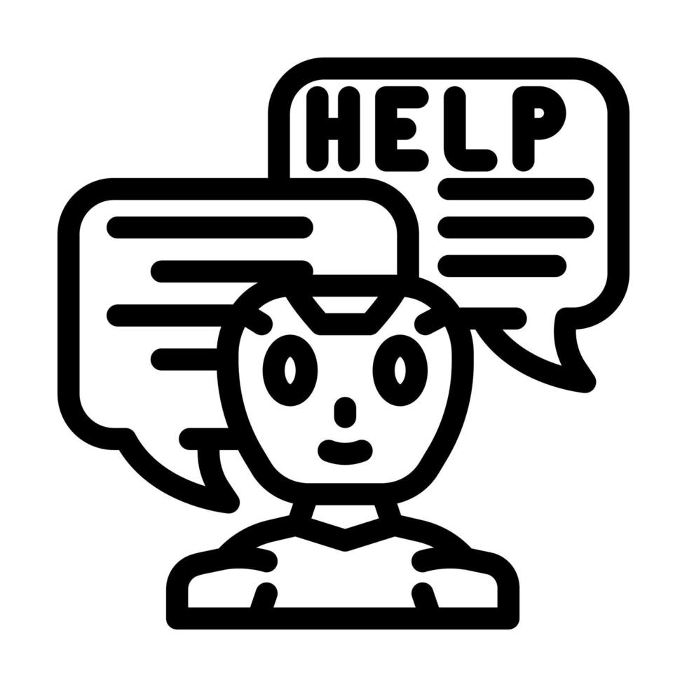 help chat bot line icon vector illustration