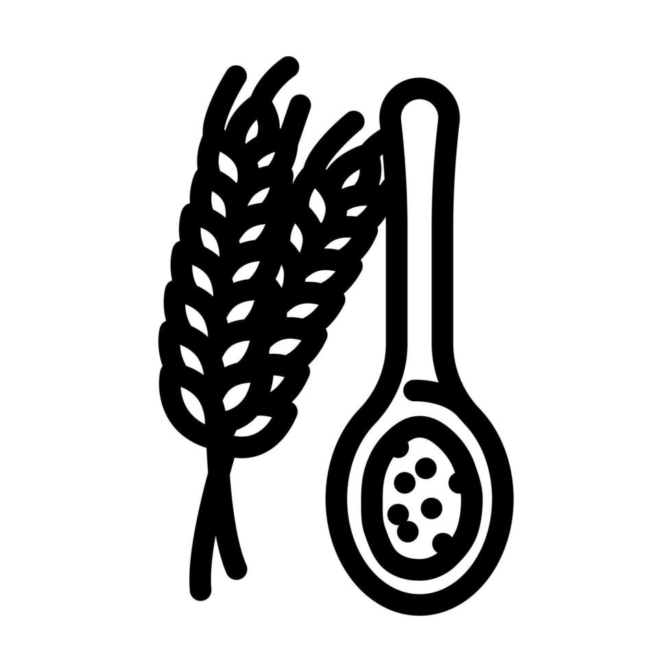 harina cuchara trigo línea icono vector ilustración