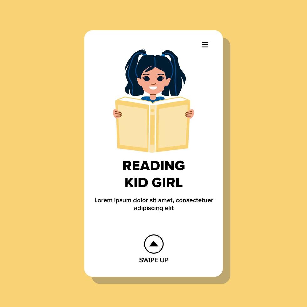 reading kid girl vector