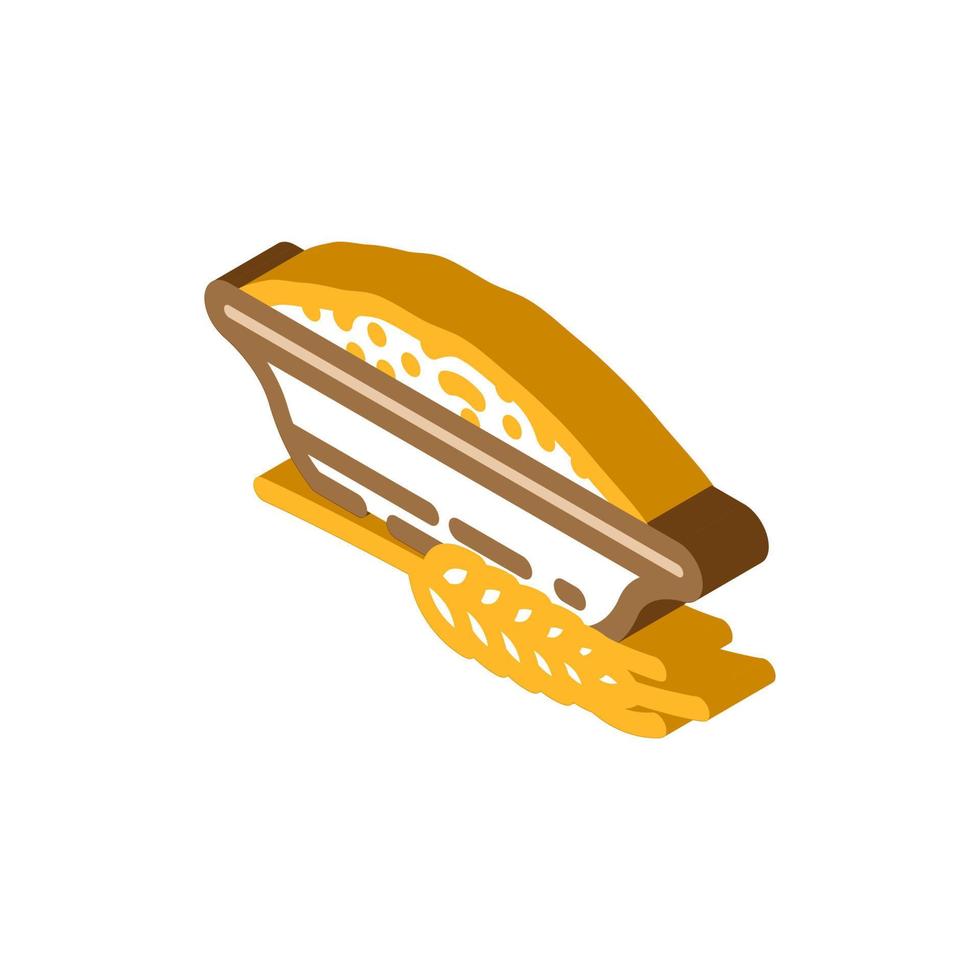 flour wheat plate ears isometric icon vector illustration