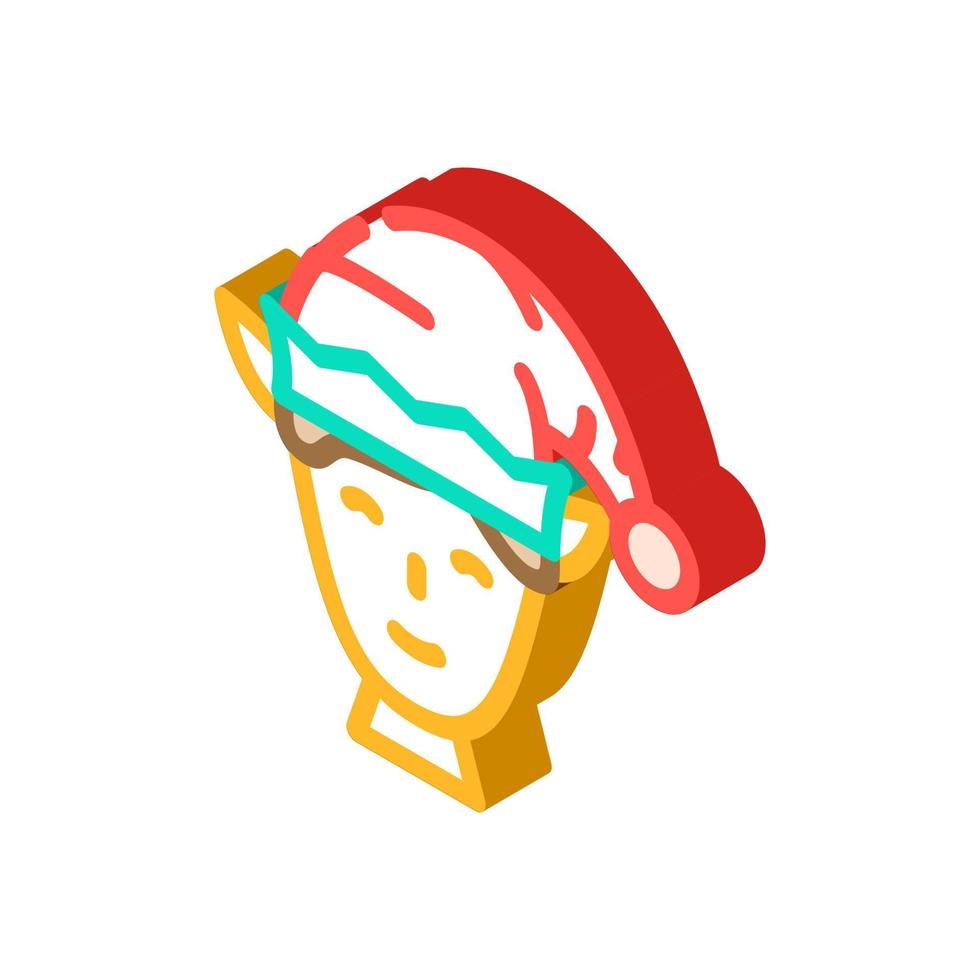 head elf christmas cute isometric icon vector illustration