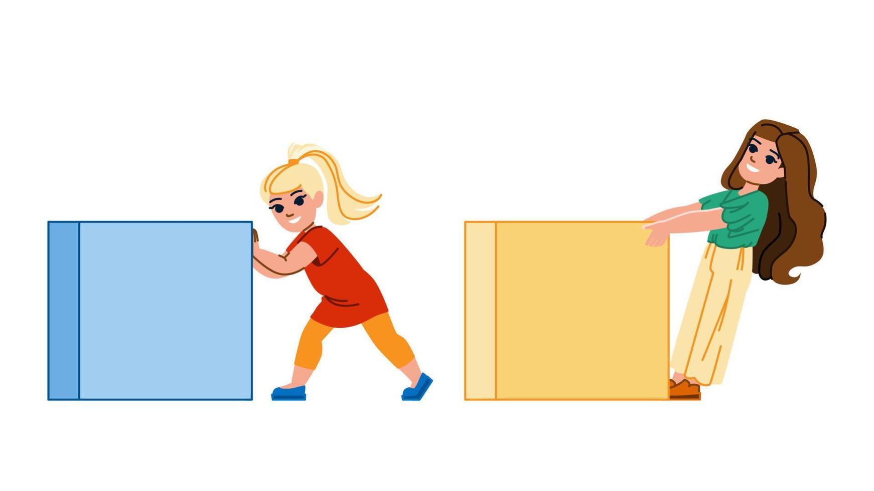 kid girl push pull vector