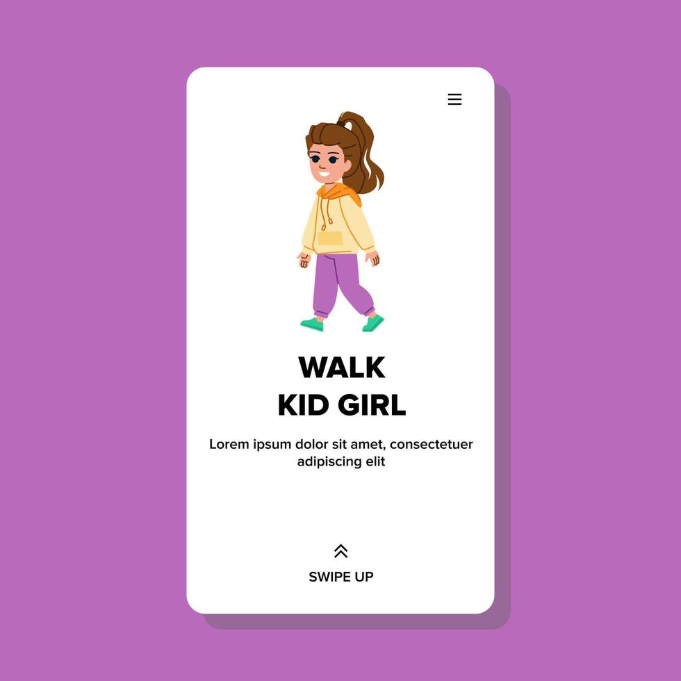 walk kid girl vector