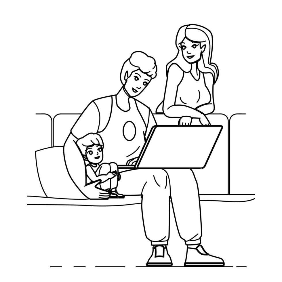 family laptop vector