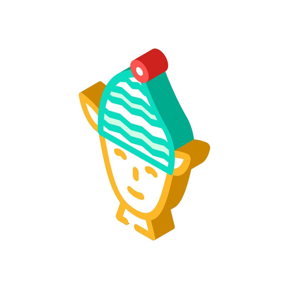 head elf funny isometric icon vector illustration