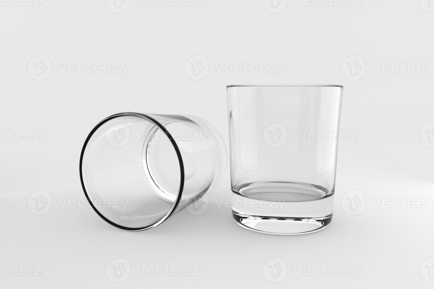 Empty and clean whiskey glass isolated on white background. 3d render photo