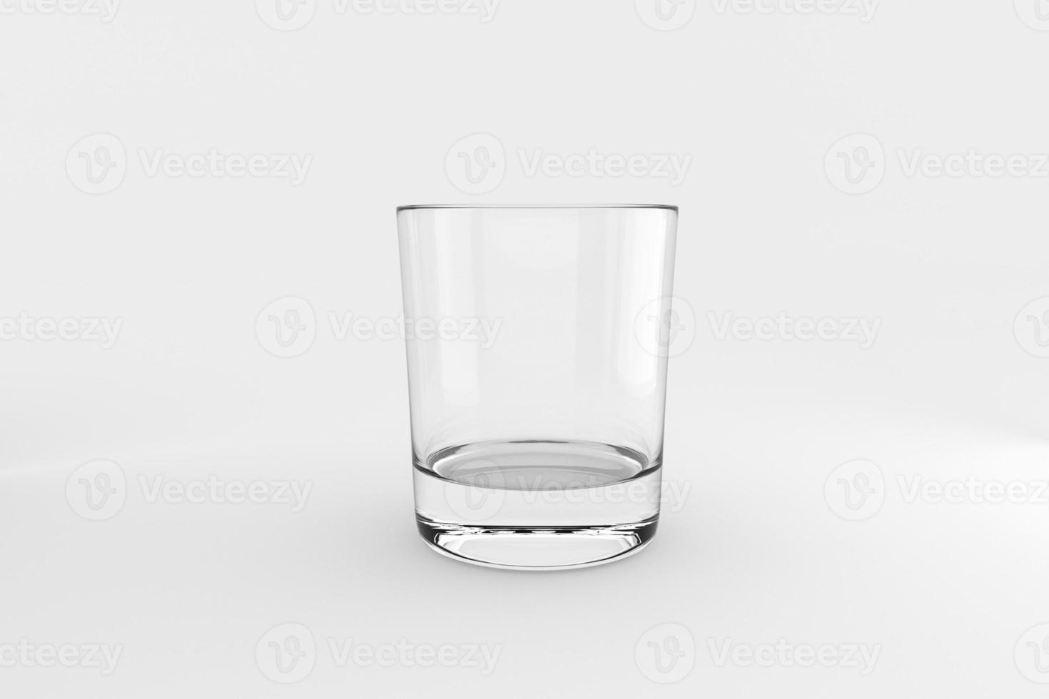 Empty and clean whiskey glass isolated on white background. 3d render photo