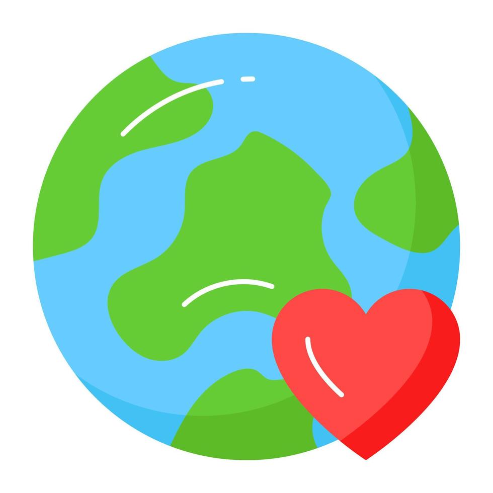 mundo globo con corazón firmar denotando icono de amor tierra en de moda estilo, internacional tierra día vector