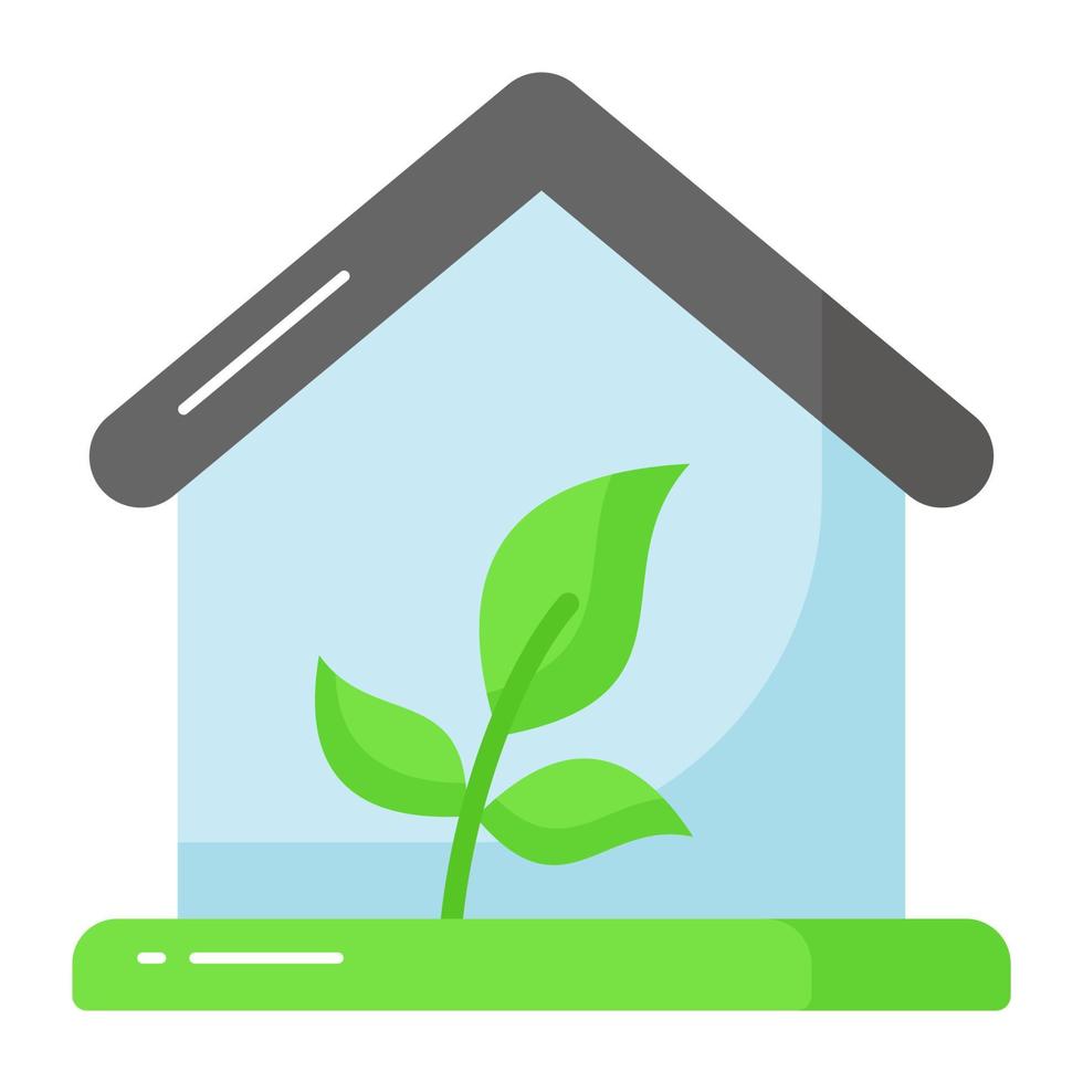 Leaves plant with home denoting concept icon of eco house, greenhouse vector