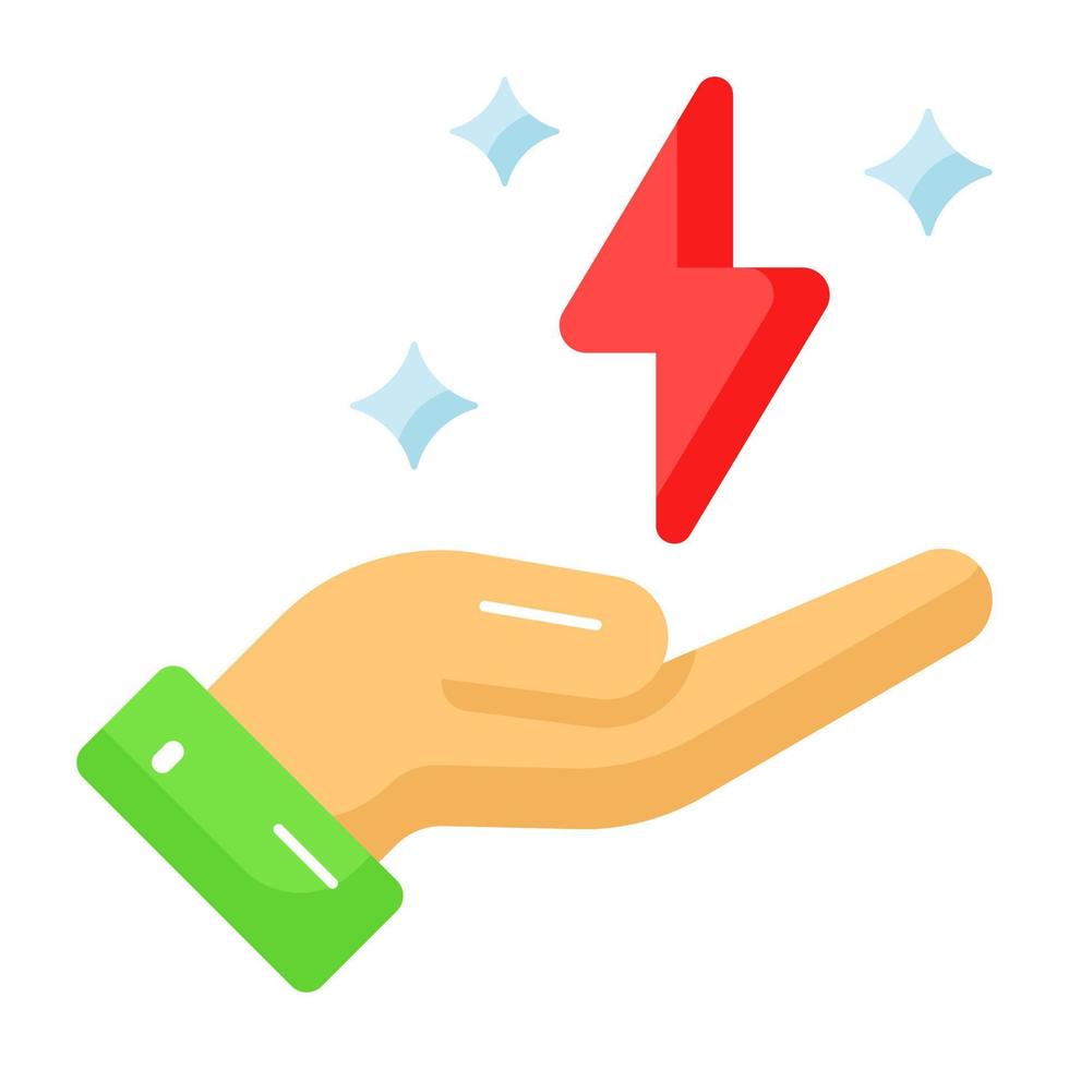 Thunderbolt on hand depicting concept vector of save energy vector in trendy style