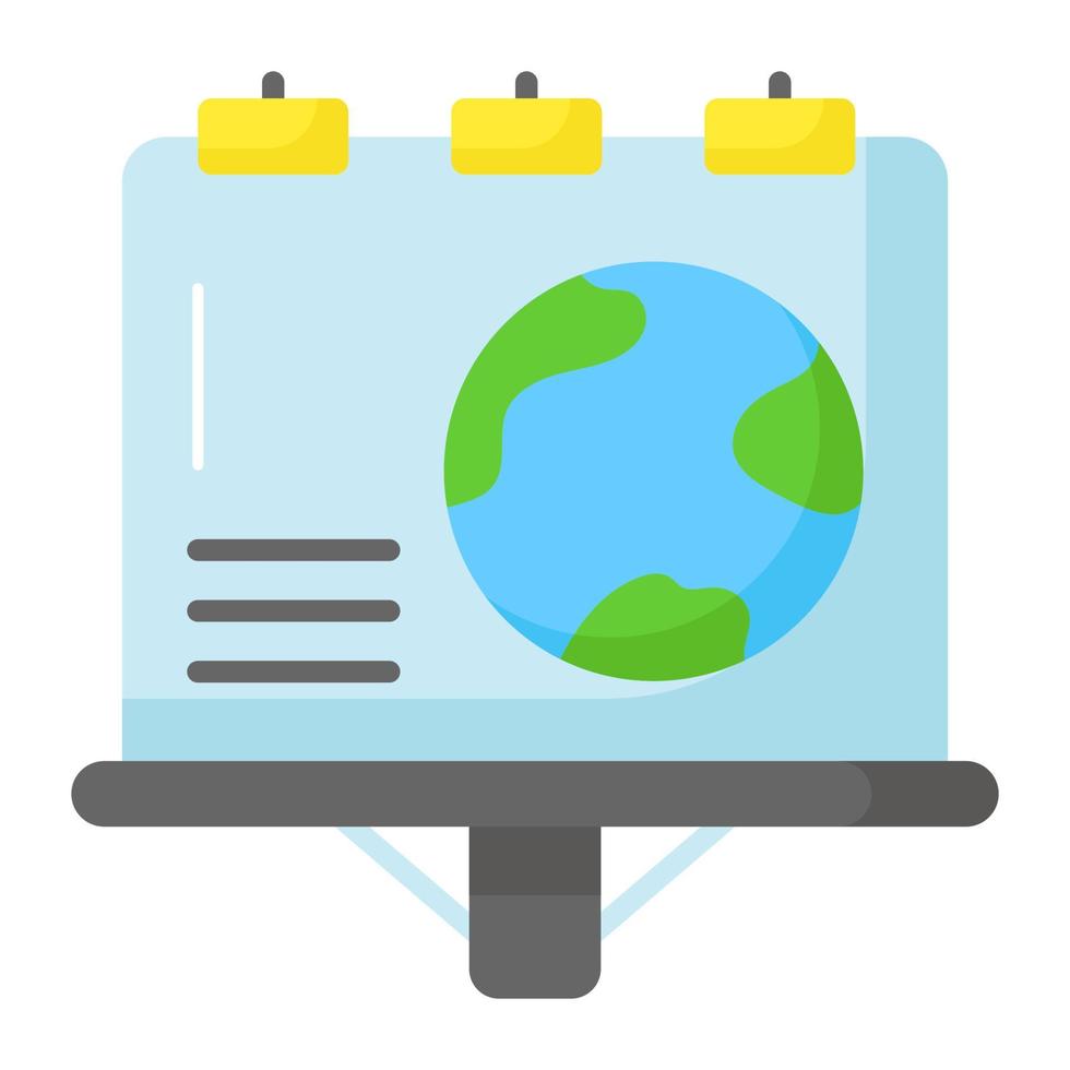 World globe on advertisement board denoting vector design of ecology advertisement in modern style, world earth day icon