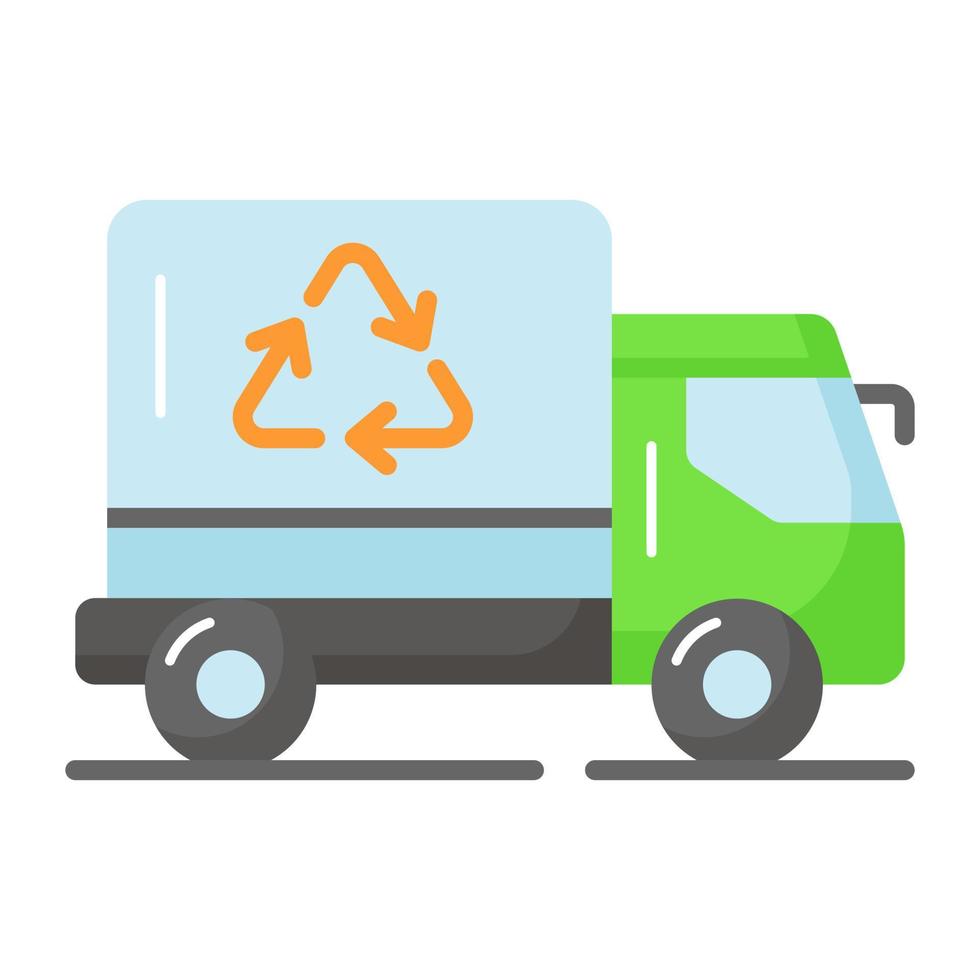 An amazing vector design of recycling truck in trendy style, garbage truck symbol icon, easy to use in web, mobile apps and all presentation projects