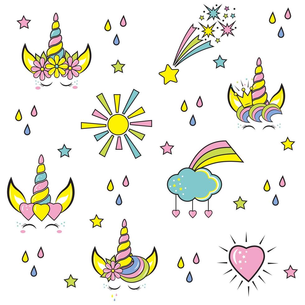 Cute unicorn pattern and pink background design. Seamless background design with repeating pattern. vector