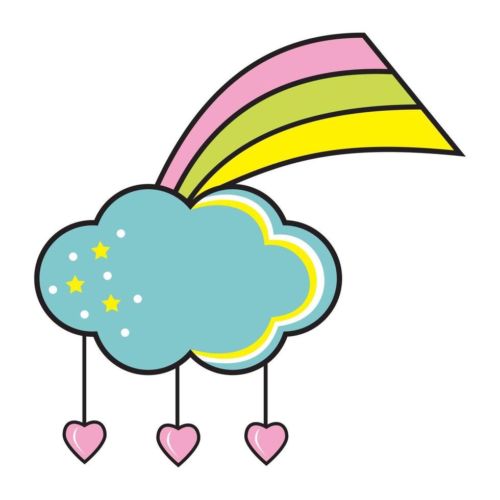 Cloud cloud with a rainbow. Color isolated vector illustration in cartoon style.