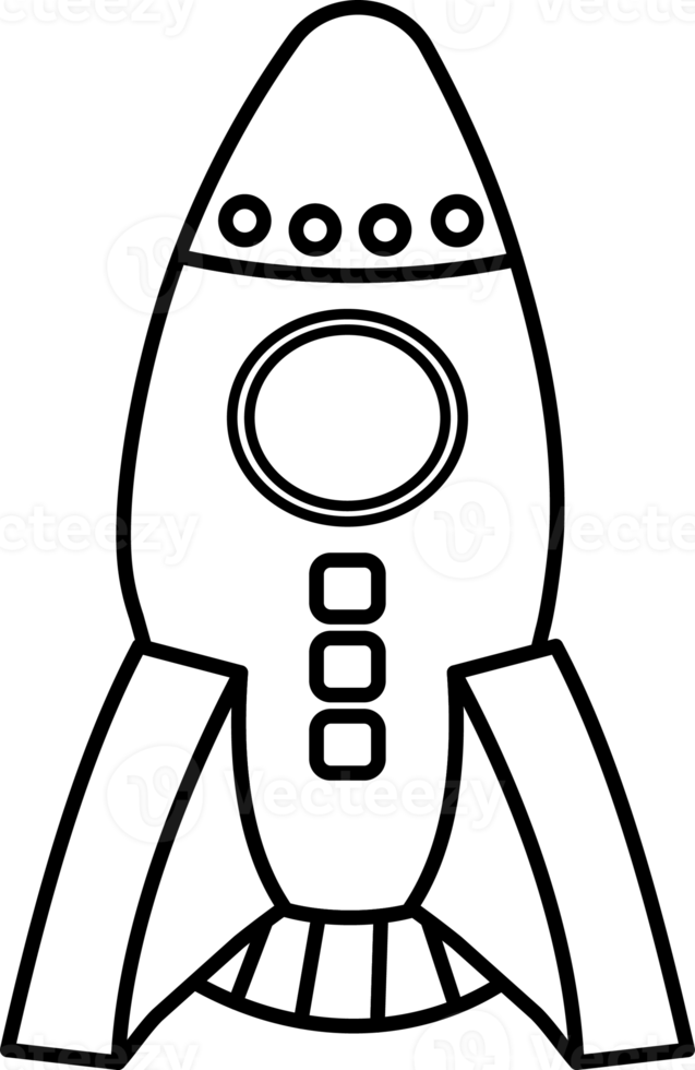 rocket toy element, drawing for coloring. png