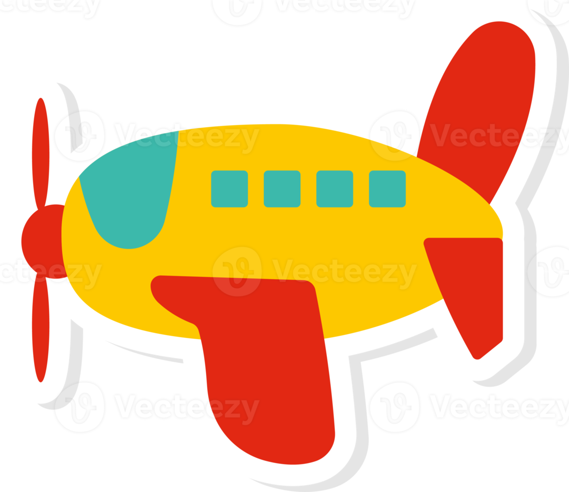 airplane toy flat element, toys element stickers. png
