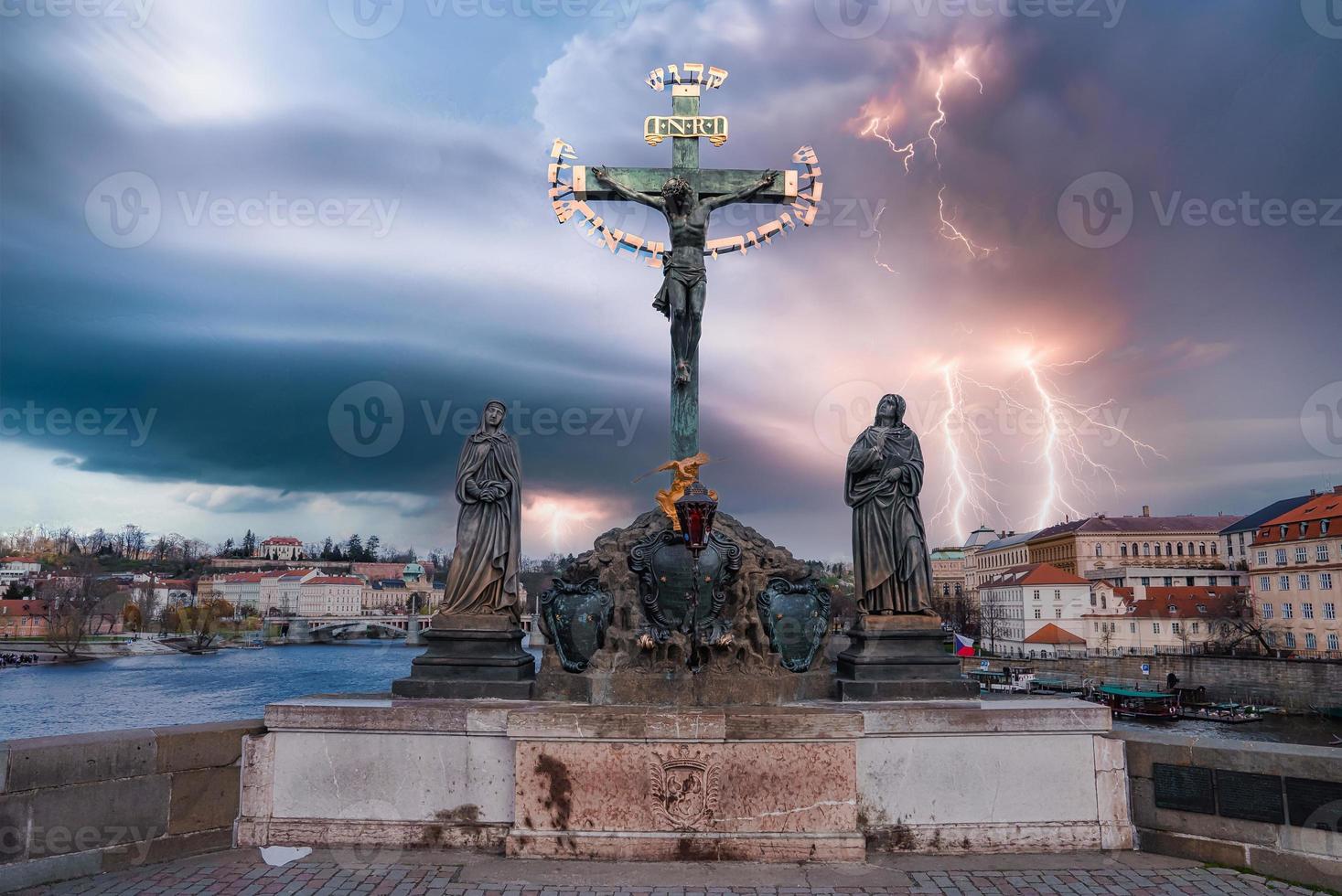 Crucifix on pedestrians only Charles Bridge photo