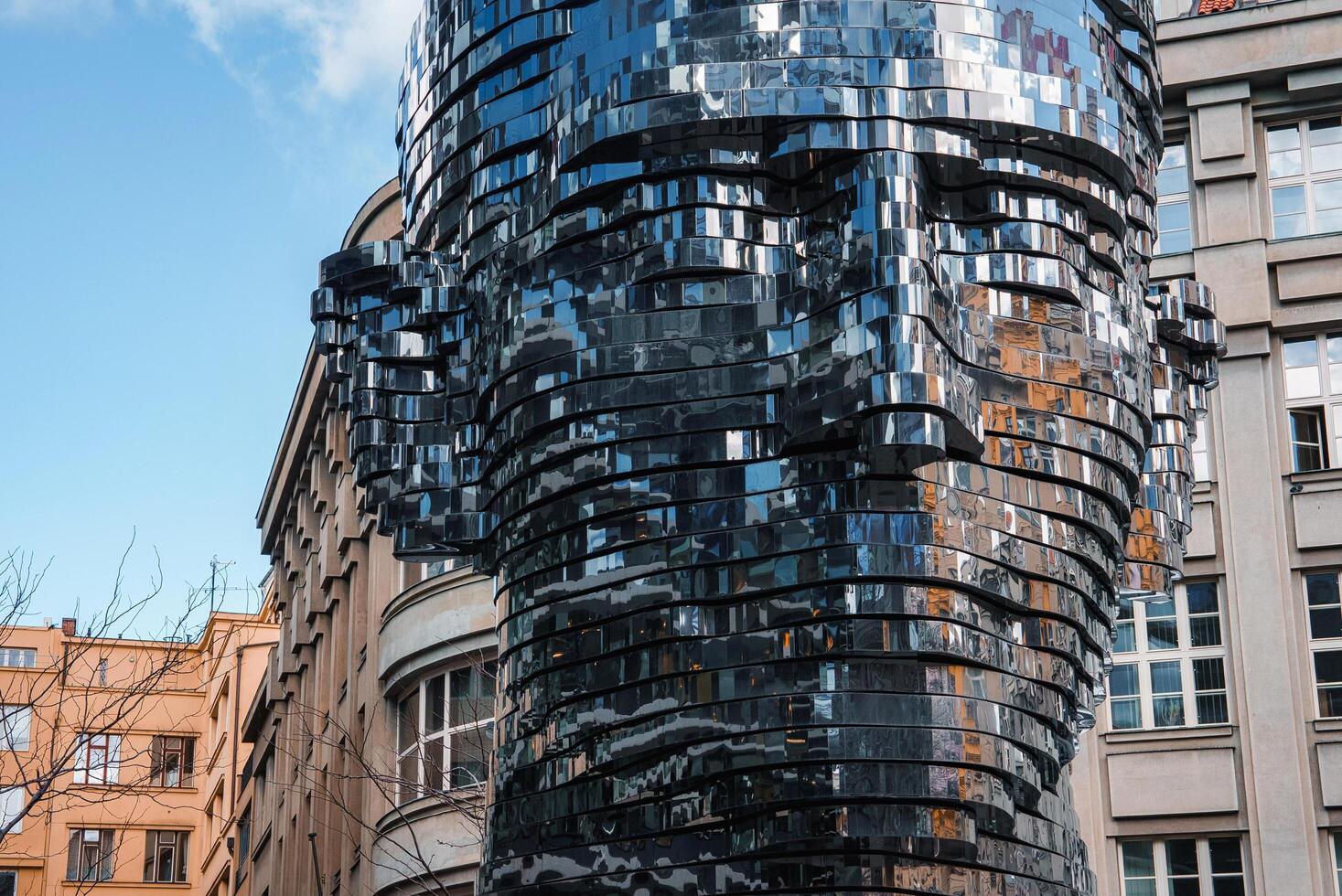 David Cerny head sculpture of Franz Kafka head in Prague. photo