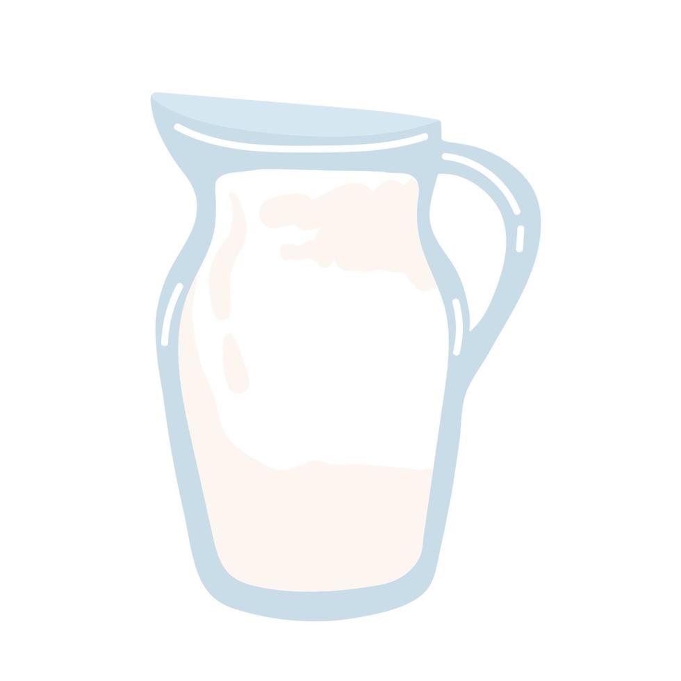Realistic milk splash in a glass vector illustration. Milk poured into glass on a blue background,
