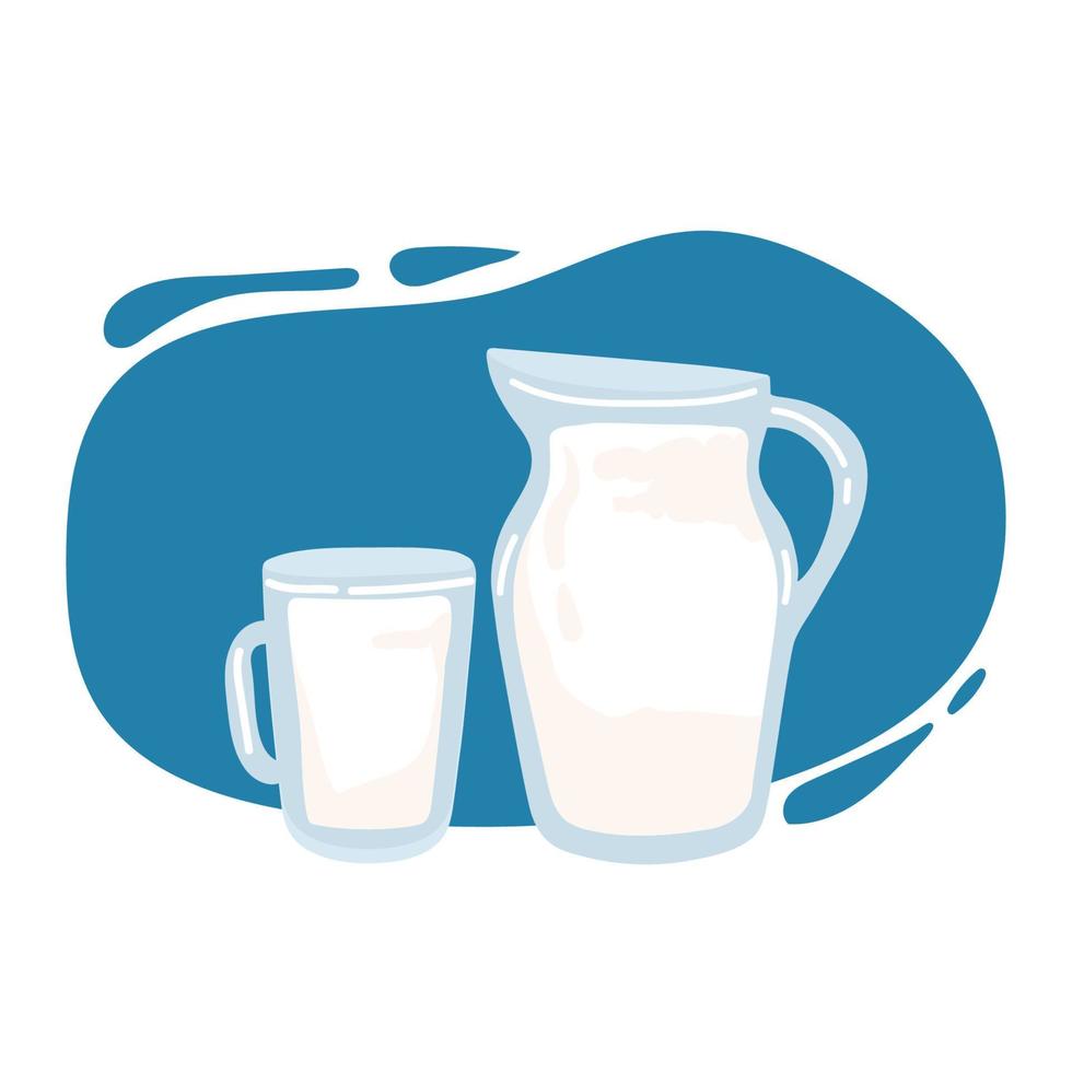 realista Leche chapoteo en un vaso vector ilustración. Leche vertido dentro vaso en un azul antecedentes