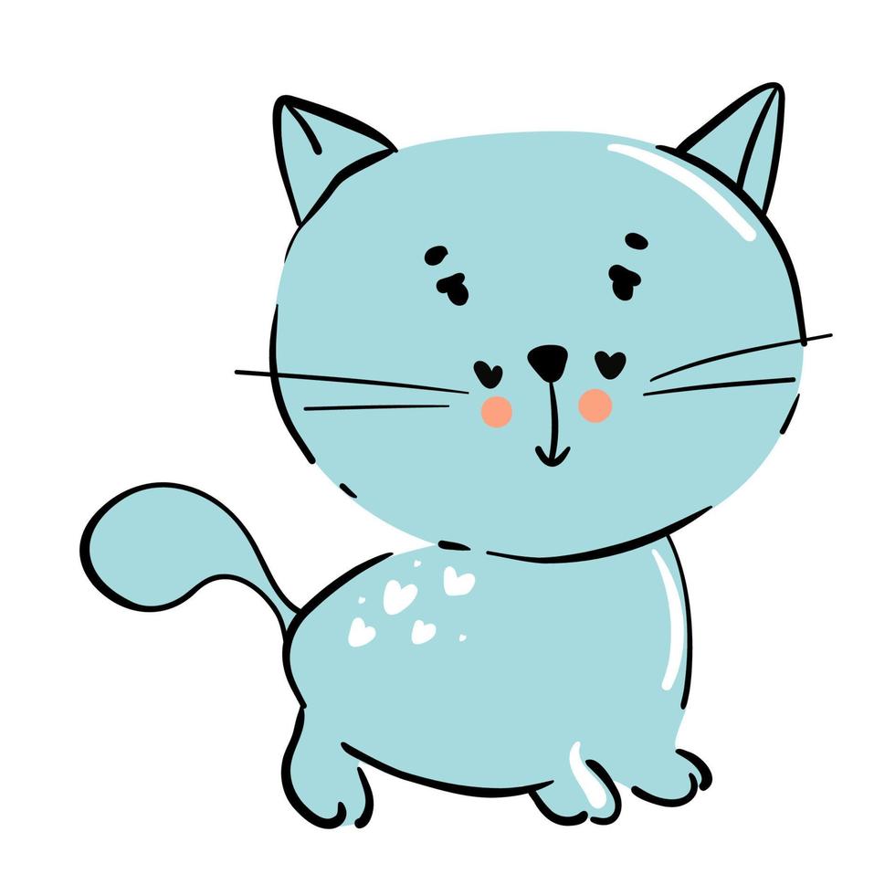 Draw vector illustration character collection cute cat. Doodle cartoon style.