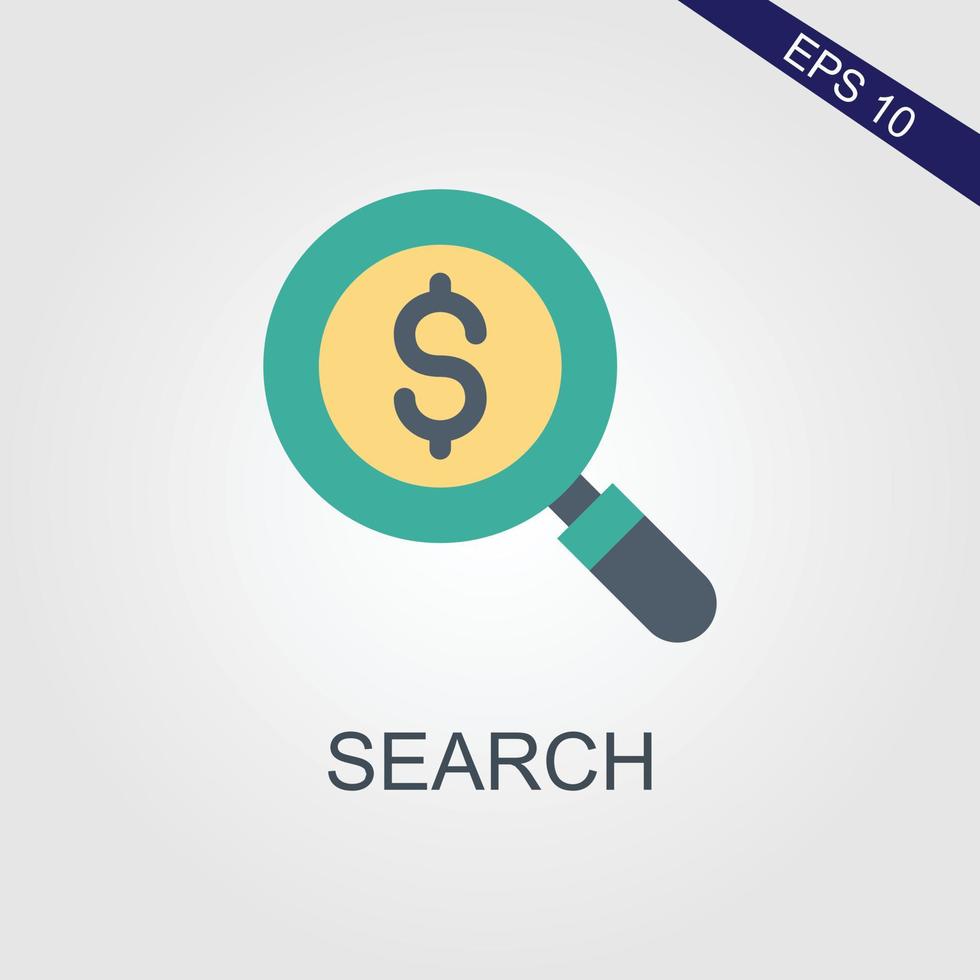 Paid search concept icon, search dollar money icon. vector