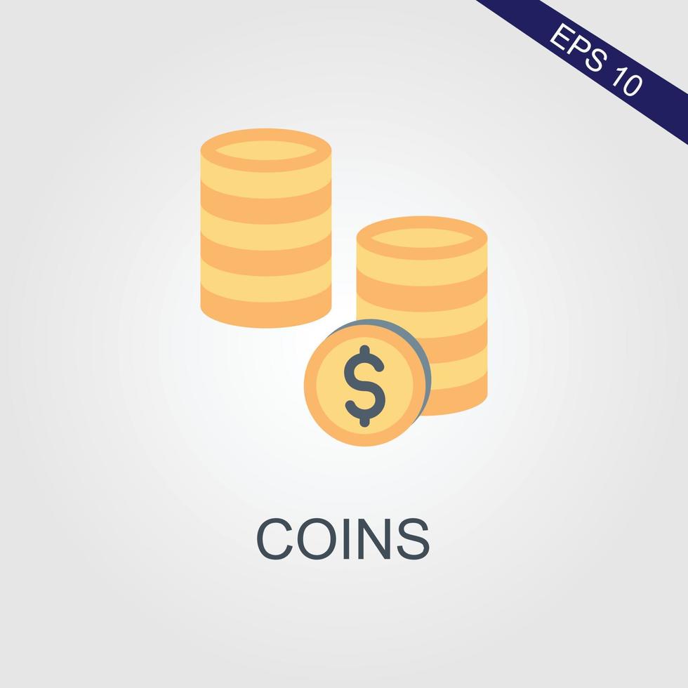 3D Stack of Gold Coins Icon Isolated. Pile of American Dollar Coin Render. Empty Golden Money Sign. Growth, Income, Savings, Investment. Symbol of Wealth. Business Success. Vector Illustration