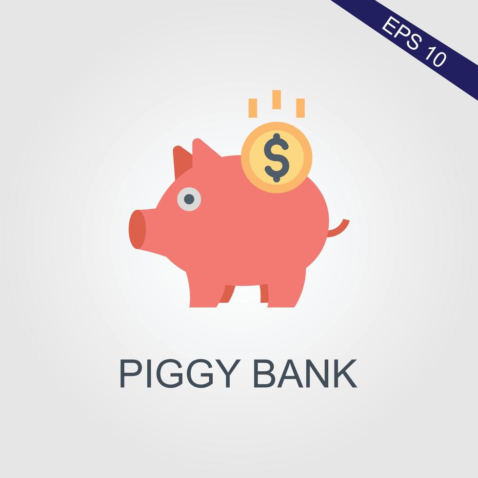 cerdito banco sencillo vector ilustración en plano linea de trabajo estilo