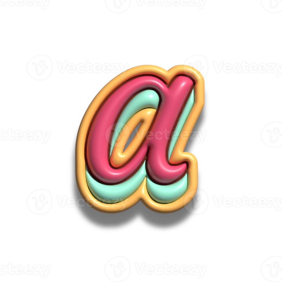 Letter a glossy 3d png