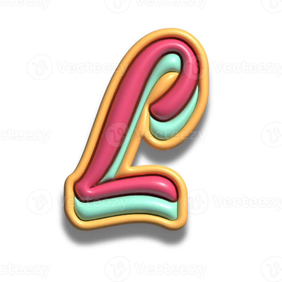 Letter L glossy 3d png