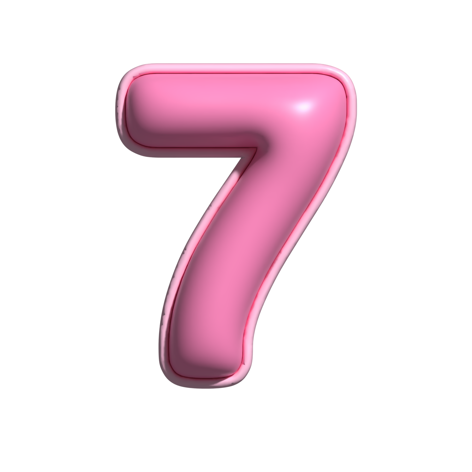Number 7 Pink Alphabet Glossy 22502923 PNG