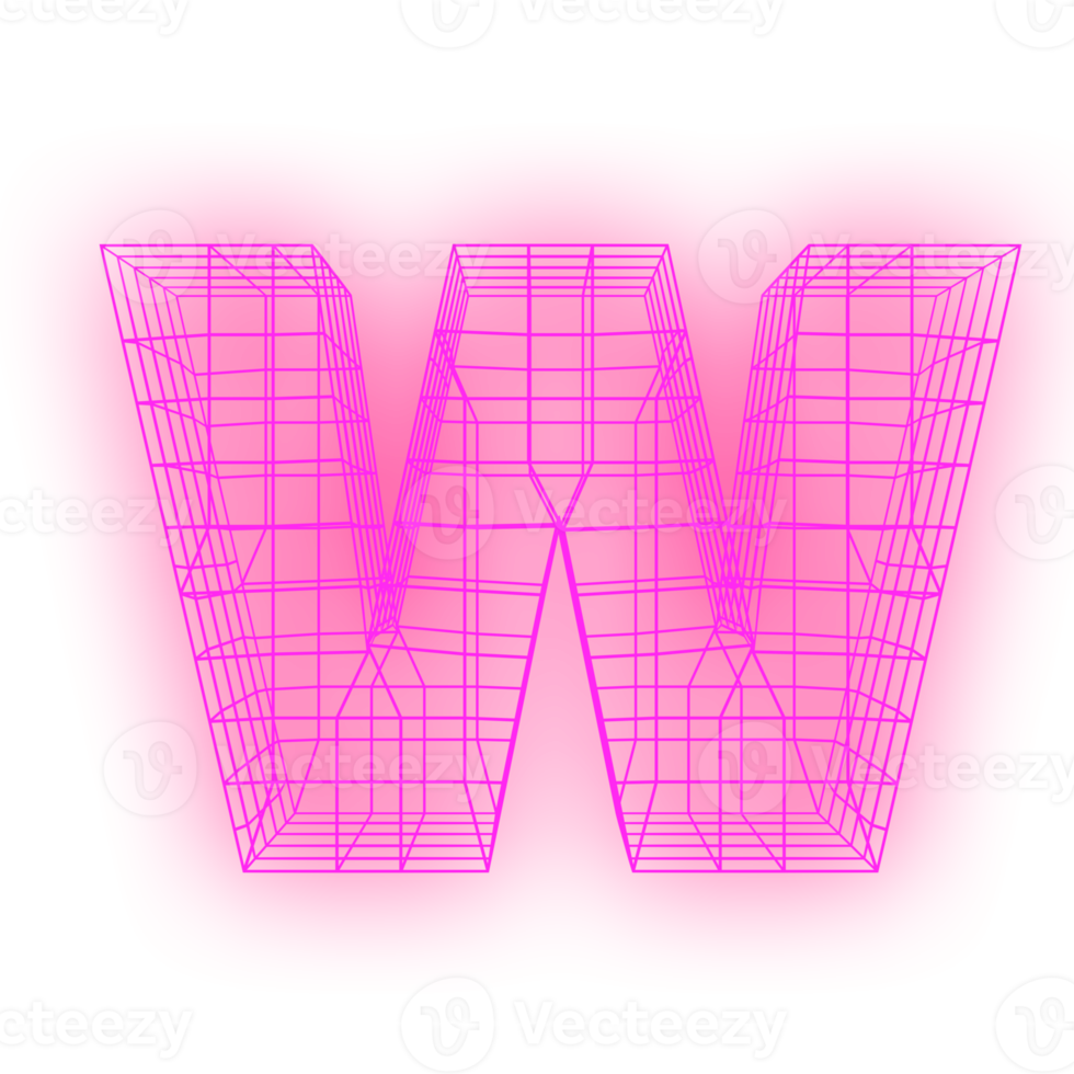 Letter W grid neon png