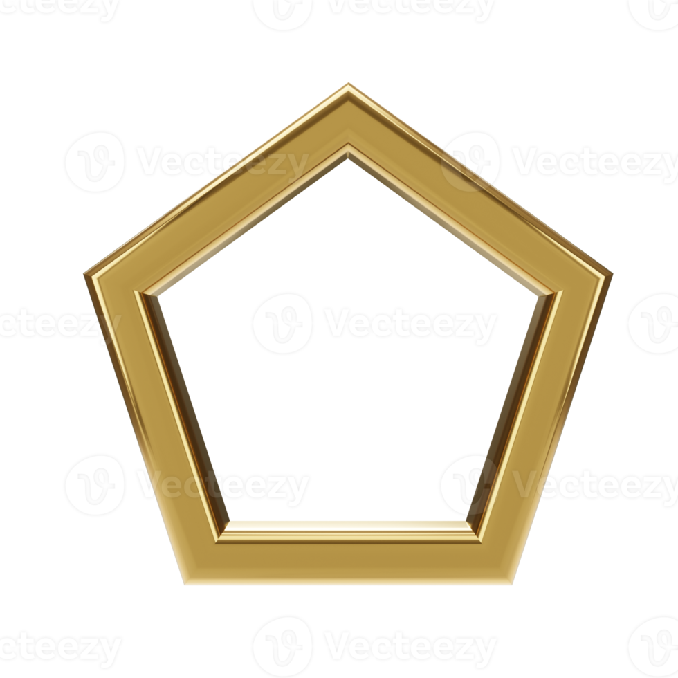 Gold frame. 3d render png