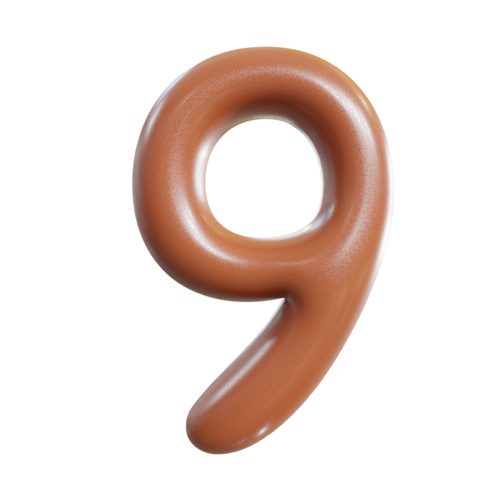 Chocolate number. 3d render png