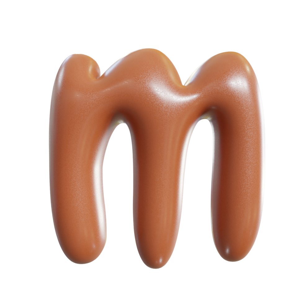 Chocolate alphabet. 3d render png