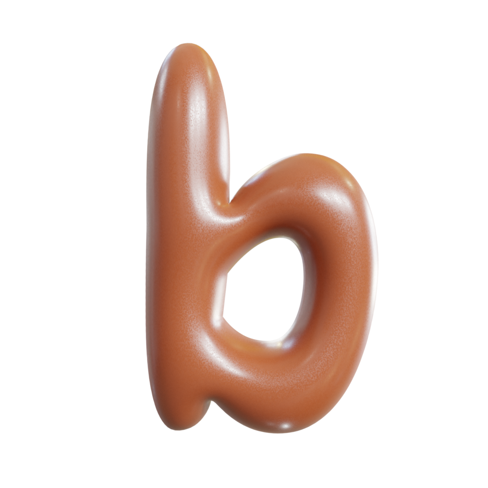 Chocolate alphabet. 3d render png