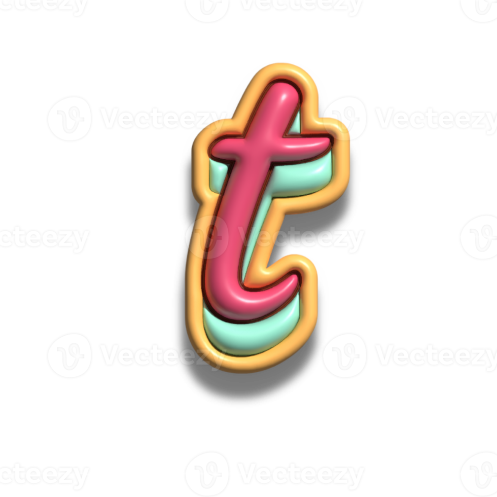 Letter t glossy 3d png