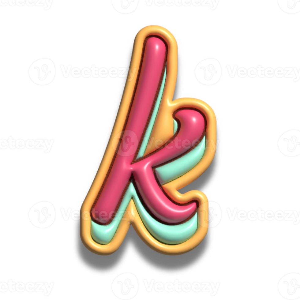 Letter k glossy 3d png