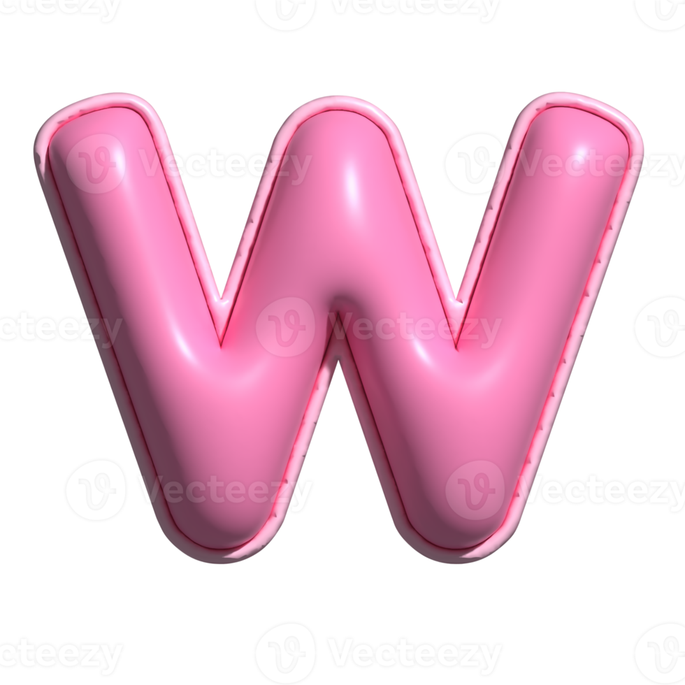 Letter W pink alphabet glossy png