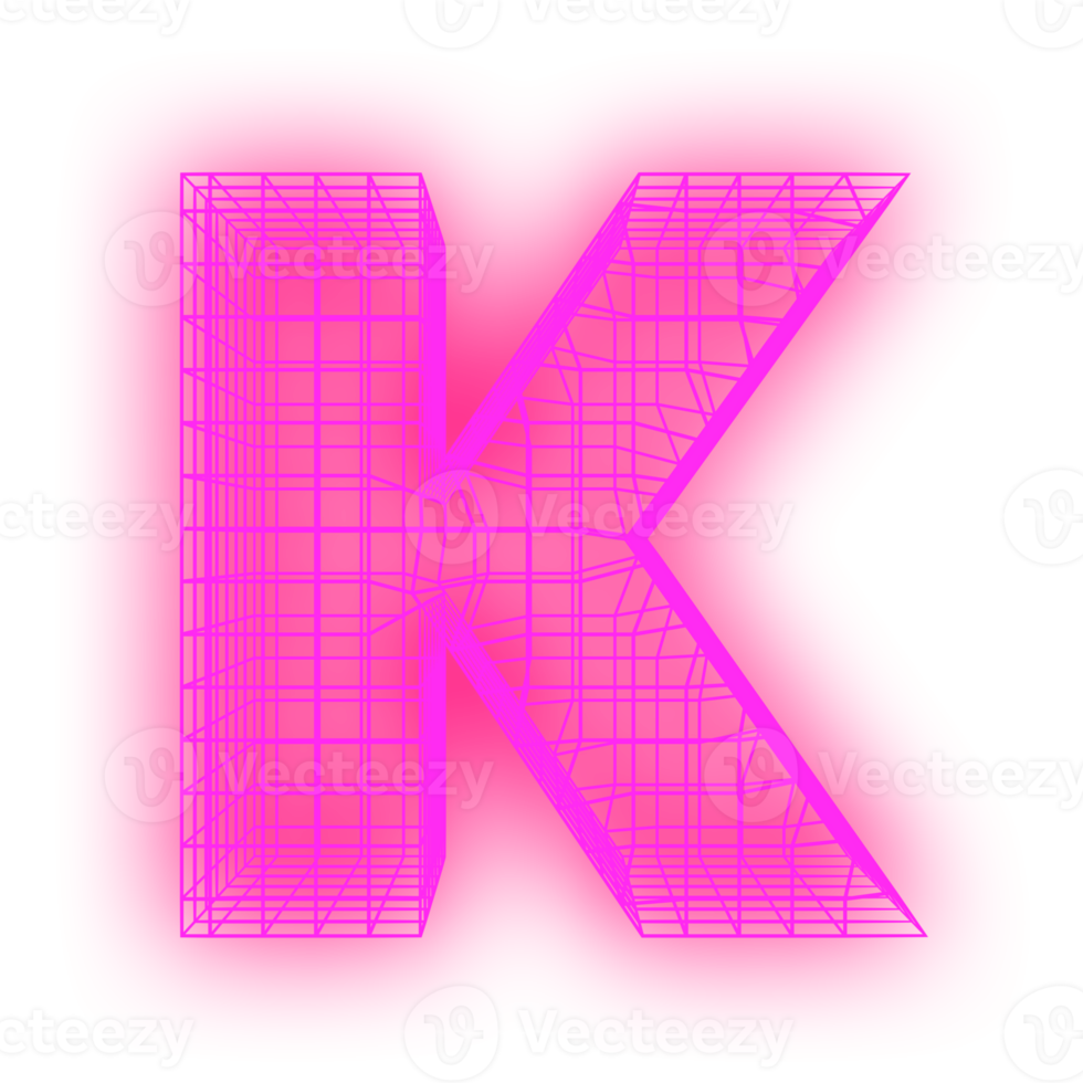 Letter K grid neon png