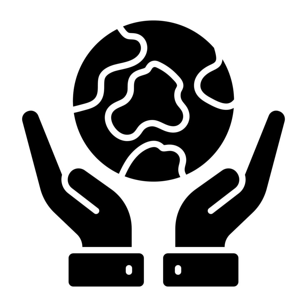 globe on human hands depicting concept of save the world, world earth day icon vector