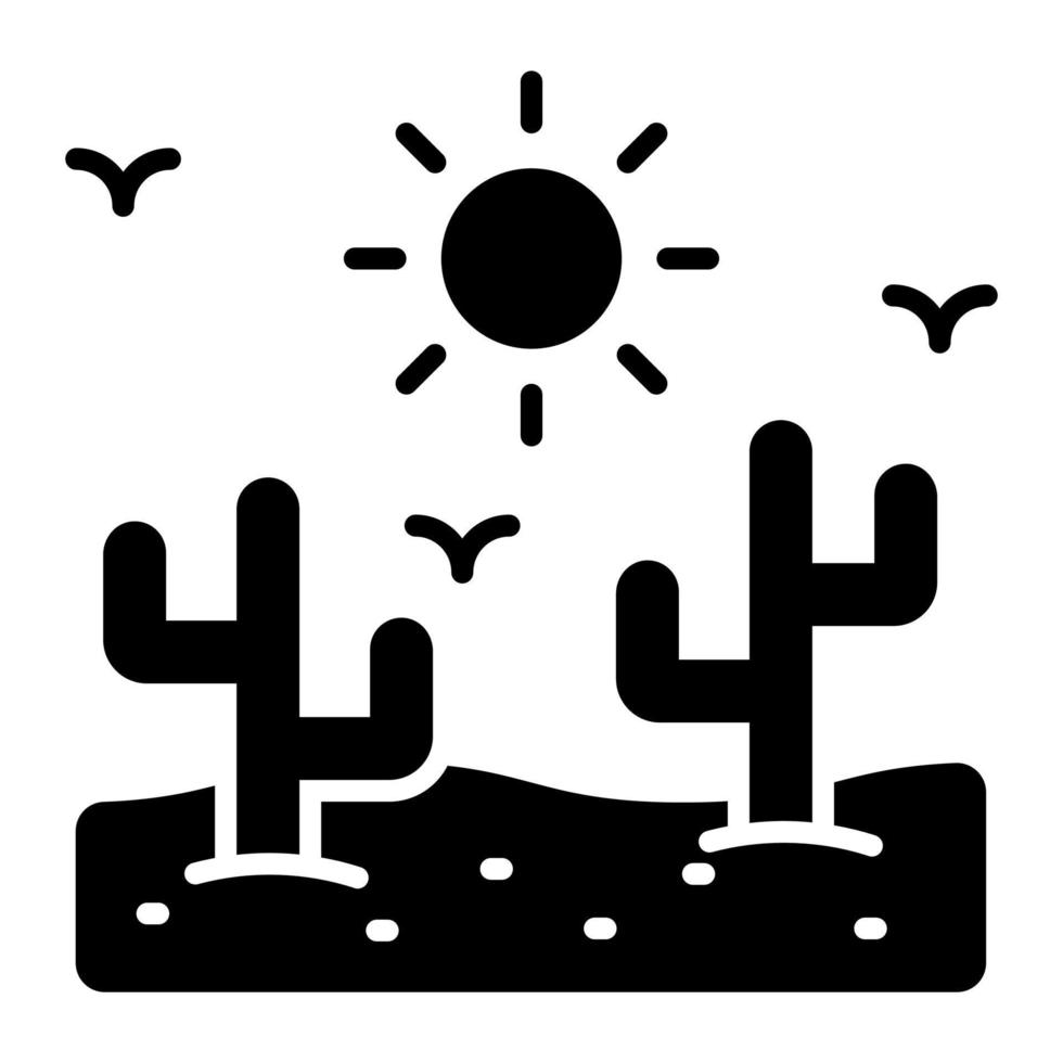 Desierto vector diseño en de moda estilo, un natural paisaje escena icono, aislado en blanco antecedentes