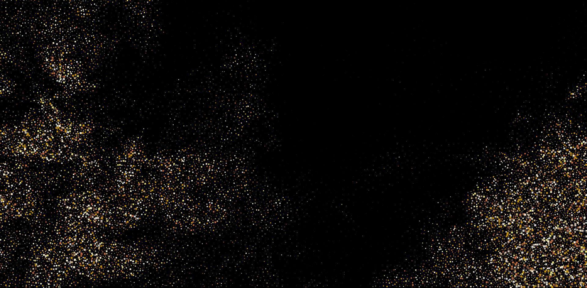 Vector golden smoke background. Gold particles . Glittering gold dust on black background.