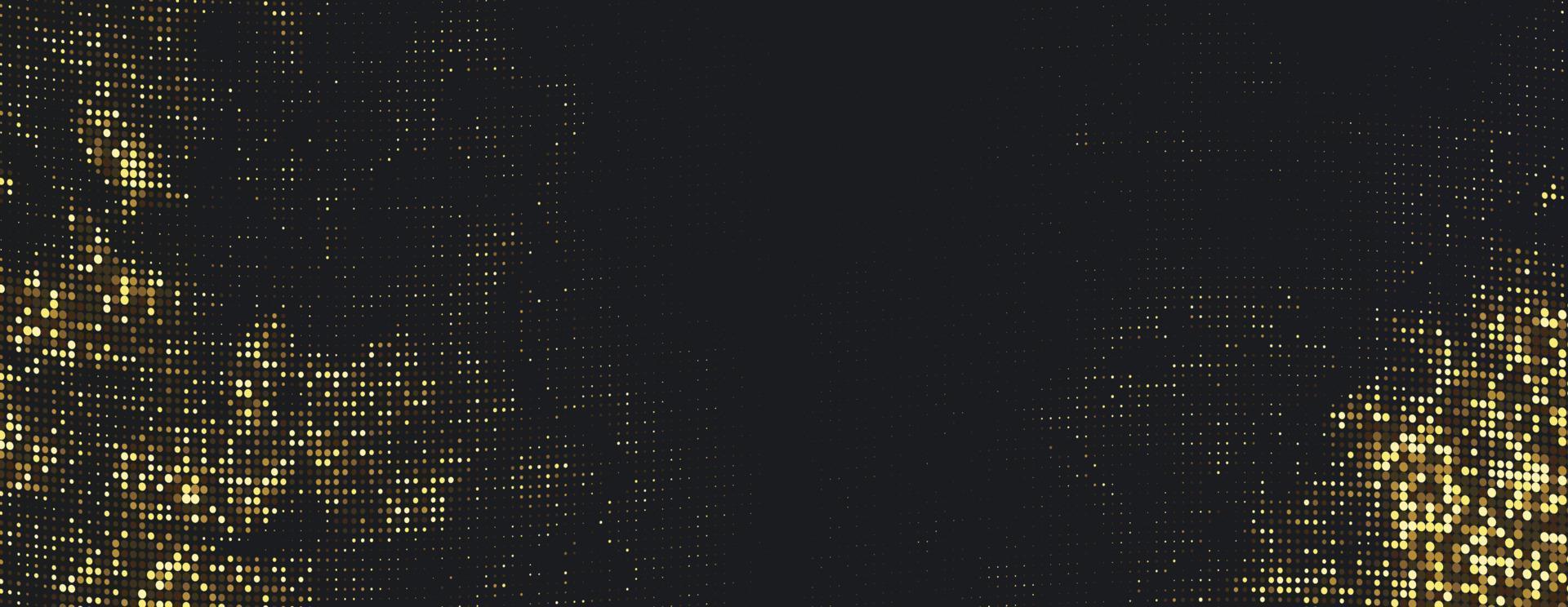 Vector golden smoke background. Gold particles . Glittering gold dust on black background.