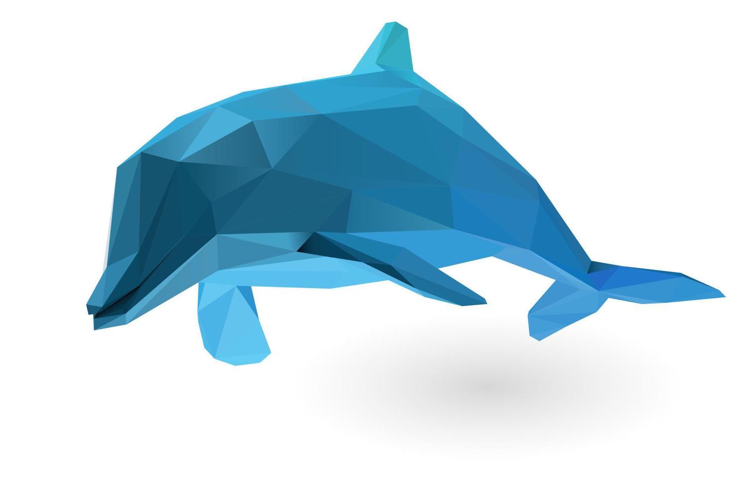 Vector low poly jumping low poly dolphin illustration. Geometric polygonal aquatic animal design