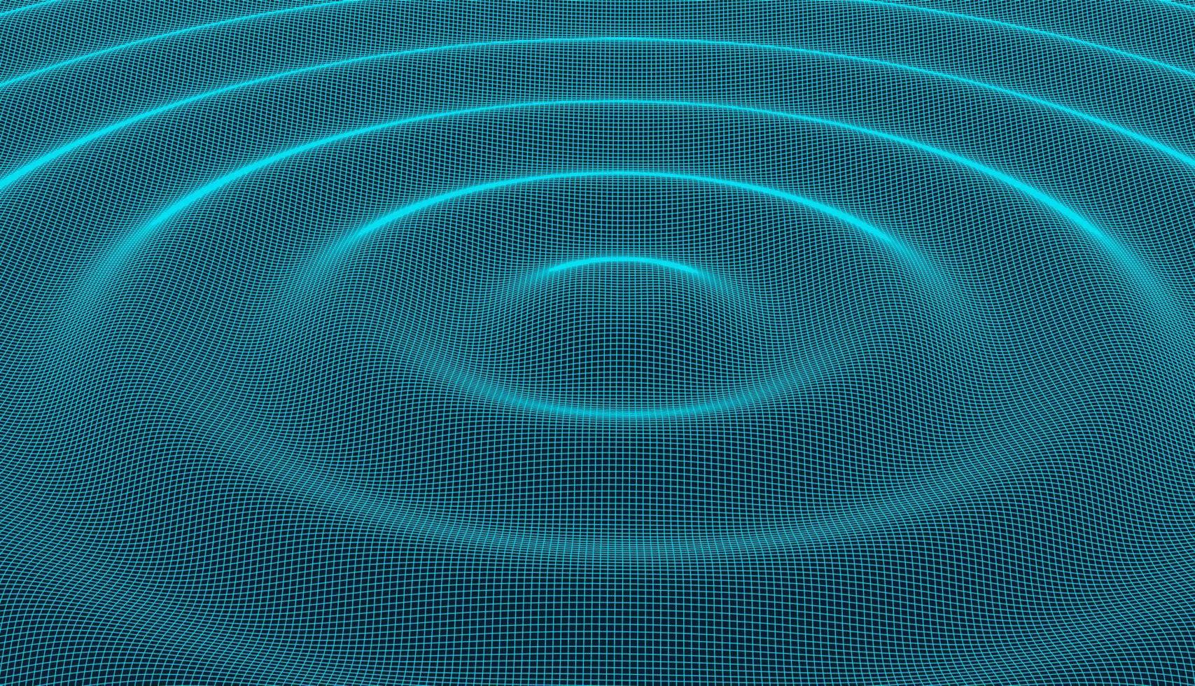 Blueprint style line- art  ripple effect. Vector abstract   futuristic concept background with with concentric waves.