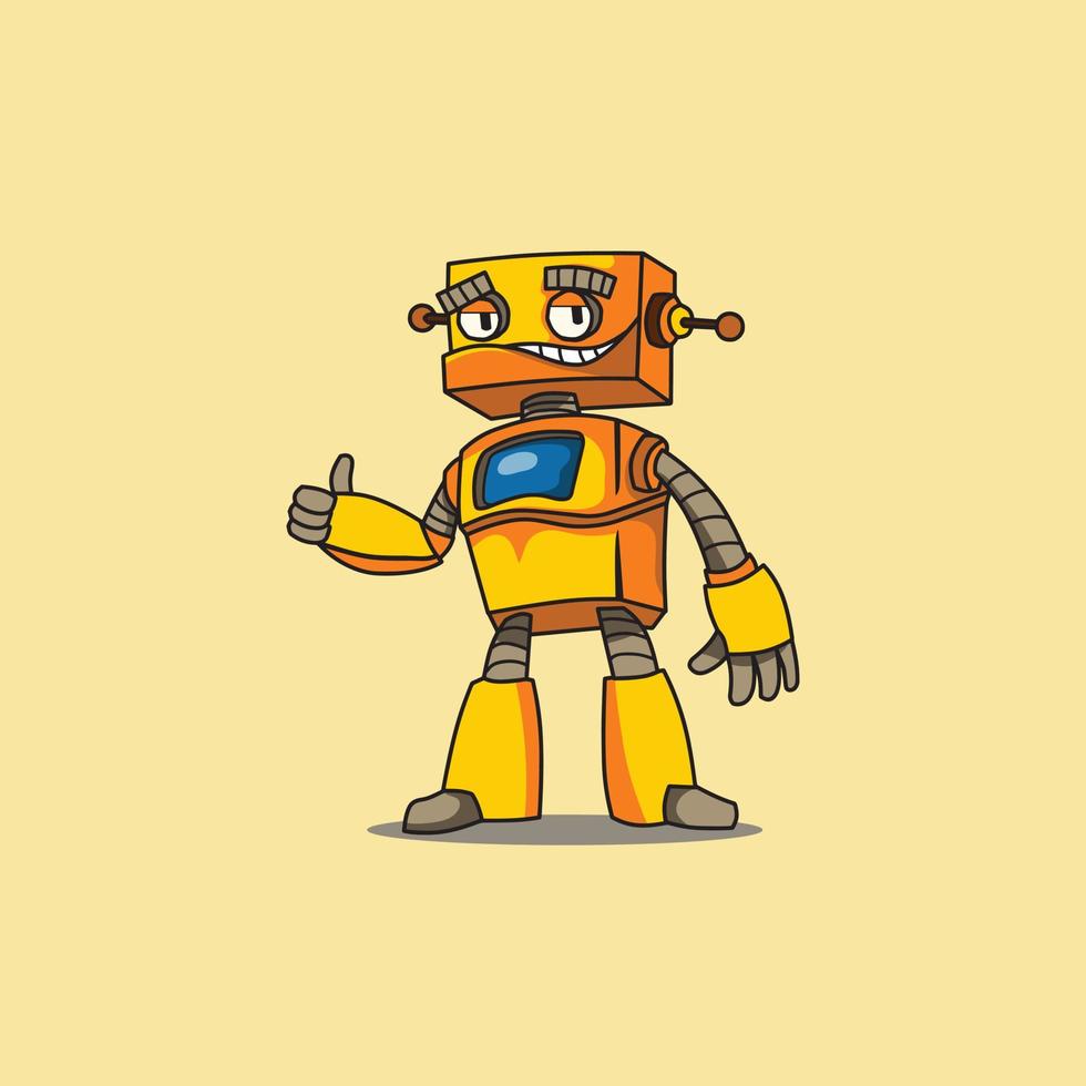 Robot Showing Thumps Up Cartoon Illustration vector