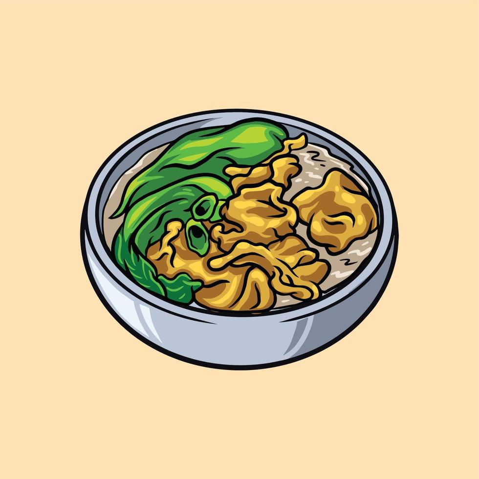 fácil Wonton sopa comida vector