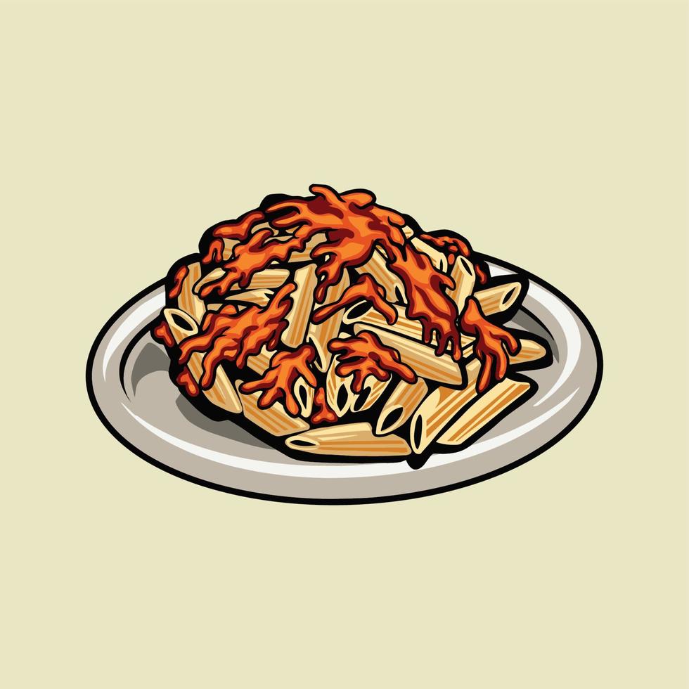 pasta arrabiata comida vector